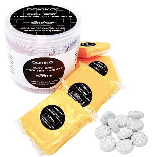 DOKIKO 4pcs Clay Bars,160 fl oz Clay bar Lubricant,Premium Grade No Scratch Magic Clays Bars Detailing Cleaner Kit Glass Deatil Cleaning with Washing and Adsorption Capacity for Auto