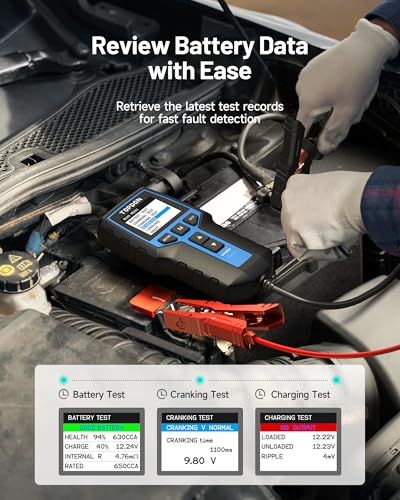 Car Battery Tester 24V 12V Load Tester, TOPDON BT200 100-2000CCA Automotive Alternator Tester Digital Auto Battery Analyzer Charging Cranking System Tester for Car Truck Motorcycle ATV SUV Boat Yacht