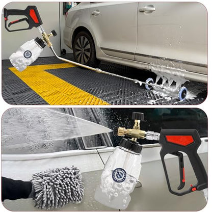 RIDGE WASHER Power Washer Undercarriage Cleaner, Chemical Injector Bottle | 16 Inch Under Car Washer with Straight Extension Wand, 4000 PSI