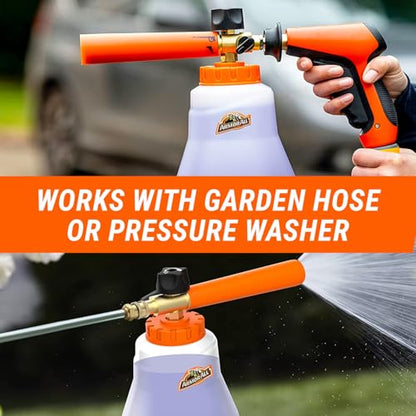 Armor All 2-in-1 Foam Cannon Kit for Garden Hoses and Power Washers | 3-piece car washing kit with 40-ounce reservoir, marked fill lines, and compatibility with 500 to 3,500 PSI units - size: 1 Count (Pack of 1), style: Foam Cannon (1 pack)