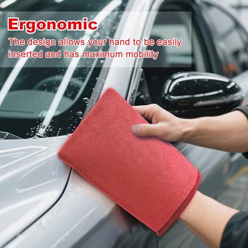 Clay Mitt Auto Detailing 2 Pack, Fine Grade Microfiber Car Clay Bar Mitt, DIY Detail Tool & Kit Car Detailing Alternative (Red) - color: Red, size: 2 Pack