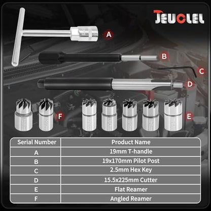 11PCS Diesel Injector Seat Cutter Tool Set Compatible with Mercedes-Benz CDI BMW Ford, Cutter Flat Reamer Repair Tool with Flat Reamer Angled Reamer Hex Key Cleaner Disassemble Tool Kit