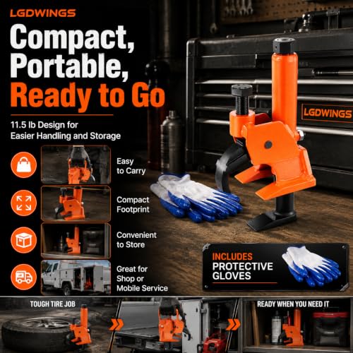 Manual Tire Bead Breaker Tool, Professional Heavy Duty Hand Held Tire Changer with Rubber Pad Protector for ATV, Tractor, Lawn Mower, Truck & Car Tires (Orange)