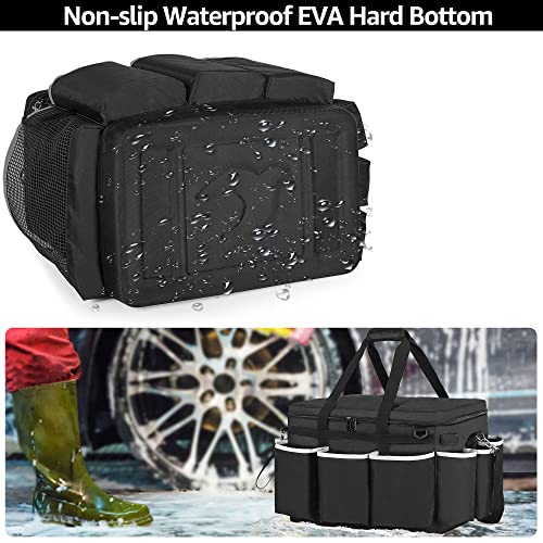 HODRANT Extra-Large Cleaning Caddy with EVA Hard Bottom with Shoulder Strap | High Capacity Cleaning Supplies Organizer for Housekeeping & Home Work, Cleaner Tools Tote Bag, Patent Design