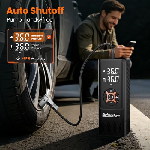 S9 Portable Air Compressor, 21s Ultra Fast Inflate, 2 In 1 Tire Inflator with Safety Hammer & Premium Gift Box, Cordless with Dual Power Supply, 150 PSI Electric Air Pump for Car,Bike,Truck