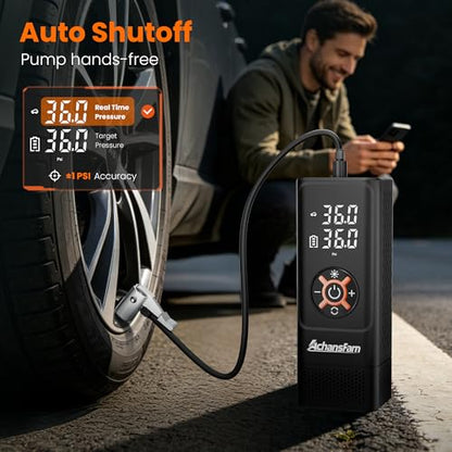 S9 Portable Air Compressor, 21s Ultra Fast Inflate, 2 In 1 Tire Inflator with Safety Hammer & Premium Gift Box, Cordless with Dual Power Supply, 150 PSI Electric Air Pump for Car,Bike,Truck