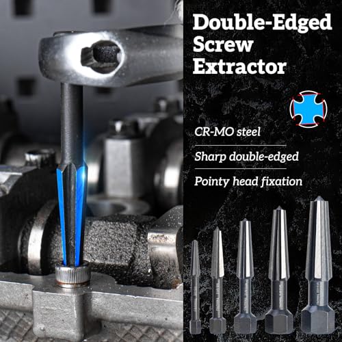 Bolt Extractor Kit, 10PC Screw Extractor & Left Hand Drill Bit | HSS M2 Steel Drill Bits, Reverse Drill Bit & Bolt Extractor, Removes Stripped, Broken Screws, Removes Bolts & Nuts