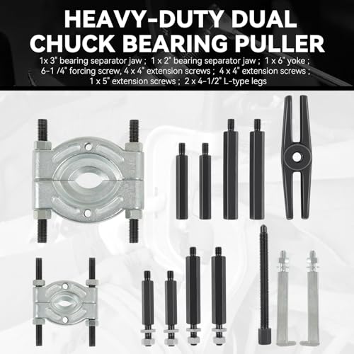 [14pcs] Heavy-Duty Dual-Chuck Bearing Separator Puller Kit Set Max Capacity 5-Ton Fits Versatile Use, Red Storage Case