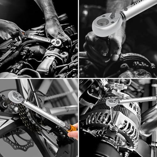 Click Torque Wrench Set, 1/4" 3/8" 1/2" Drive | 6-Piece Combo Kit with Extension Bars, 72-Tooth, ±2% Accuracy, Dual Scale, Designed for Automotive Motorcycle Bike - size: 1/4,3/8,1/2" Set