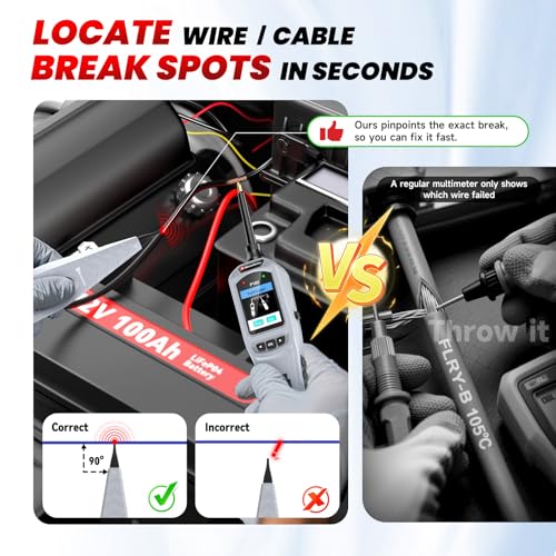 2026 BOSSCOMM P180 Automotive Probe Tester | 9-30V Power Probe, Wire Tracer, AC/DC Voltage/Diode/Resistance/Relay/Fuse Test, Battery/Fuel Injector Tester, 40FT Cable