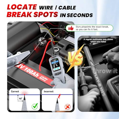 2026 BOSSCOMM P180 Automotive Probe Tester | 9-30V Power Probe, Wire Tracer, AC/DC Voltage/Diode/Resistance/Relay/Fuse Test, Battery/Fuel Injector Tester, 40FT Cable