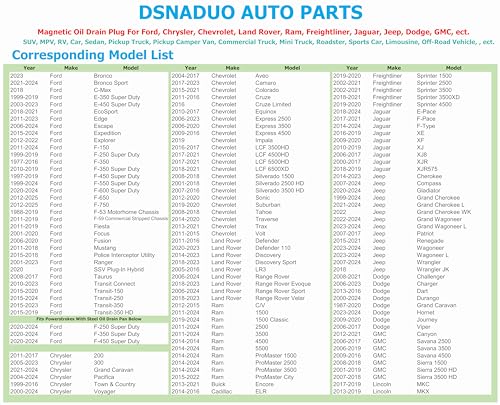 2 PCS M14x1.5 Magnetic Oil Drain Plug Pilot Point With Insert Gasket fit for Ford, Chrysler, Dodge, Jeep, Ram, Jaguar, Land Rover, Chevrolet 090-938CD, 090-115, 65324, 090-161, 6507741AA, F6TZ-6730-BA - size: M14x1.5