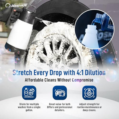 Nanoskin NON ACID Professional Wheel & Tire Cleaner 16 oz – Works with Tire Brush | Car Wash Cleaning Spray for Car Detailing | Removes Brake Dust, Oil, Dirt, Light Corrosion - size: 16 Fl Oz (Pack of 1)
