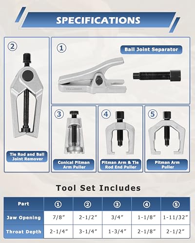 DAYUAN 5pcs Professional Front End Service Tool Kit Bundle 5 Piece Pickle Fork Tool Set