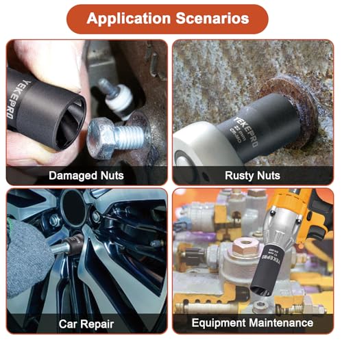 27mm 1/2" Drive Lug Nut Remover for Damaged, Rusted, Nuts & Screws, Twist Socket, 1 Piece - size: 27mm