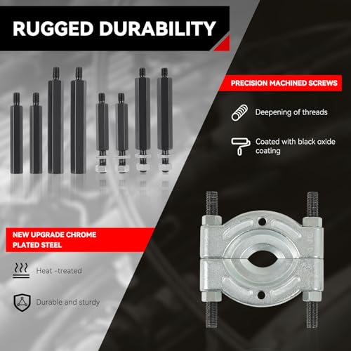 [14pcs] Heavy-Duty Dual-Chuck Bearing Separator Puller Kit Set Max Capacity 5-Ton Fits Versatile Use, Red Storage Case