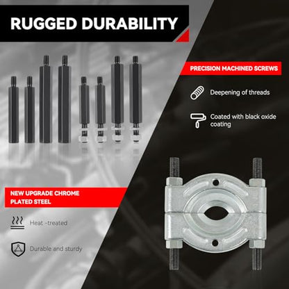 [14pcs] Heavy-Duty Dual-Chuck Bearing Separator Puller Kit Set Max Capacity 5-Ton Fits Versatile Use, Red Storage Case