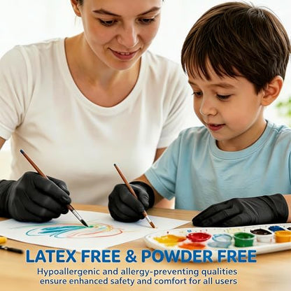 5 Mil Black Nitrile Gloves Disposable with 5 Bonus Travel Packs - Durable Food Safe Hand Protection for Kitchen Cooking, BBQ, Cleaning & Pet Care - Latex Free, Powder Free & Textured, X-Large - color: Black of 110pcs, size: X-Large