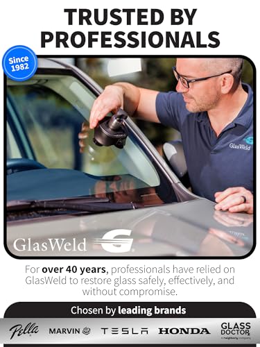 GlasWeld Windshield Repair Resin – Liquid Auto Windshield Chip Repair Kit for Glass Crack & Damage – Grey Tint for Reduced Visibility – All-Weather Liquid Resin with Zoom Injector & UV Curing Lights - color: Grey - All Weather