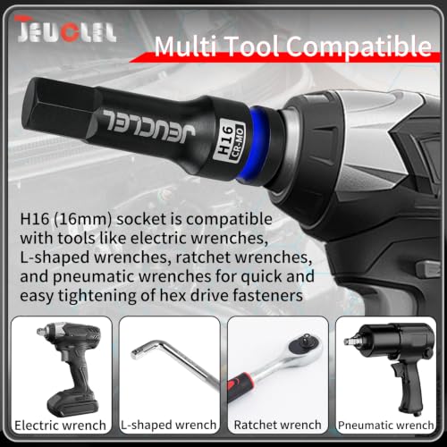 16mm Hex Impact Bit Socket, H16 1/2" Drive Allen Socket, Cr-Mo | 3-Inch, Lengthen Hex Screwdriver Adapter for Electric Ratchet Wrenches Fastening Screws, Socket Wrench, Head Drill - size: 1PC | H16 16MM