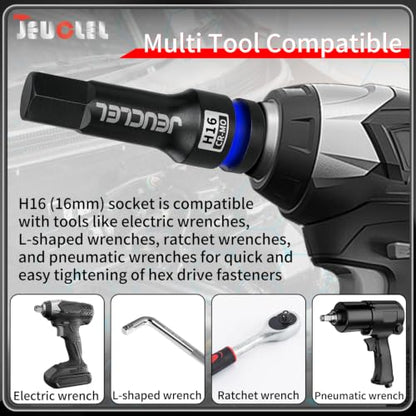 16mm Hex Impact Bit Socket, H16 1/2" Drive Allen Socket, Cr-Mo | 3-Inch, Lengthen Hex Screwdriver Adapter for Electric Ratchet Wrenches Fastening Screws, Socket Wrench, Head Drill - size: 1PC | H16 16MM