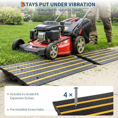 Garvee 2 Pack 48" Rubber Car Driveway Curb Ramp 33000 LBS Load Capacity | Heavy Duty Low Profile Slope Ramps with Reflective Safety Strips for Vehicles, RVs, and Wheelchairs