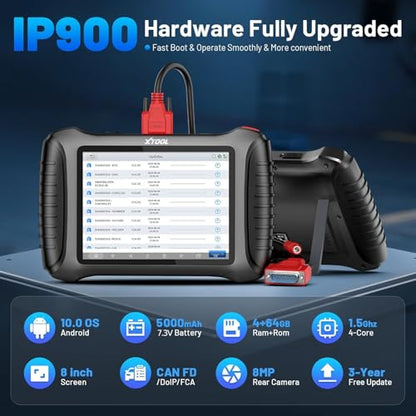 XTOOL IP900 Bidirectional Scan Tool 2026 Upgraded AI Assisted, OBD2 Scanner Diagnostic Tool, ECU Coding, 41+ Resets, FCA, CAN FD&DoIP, Pre & Post Scan, All System Scanner for Car, 3-Year Update