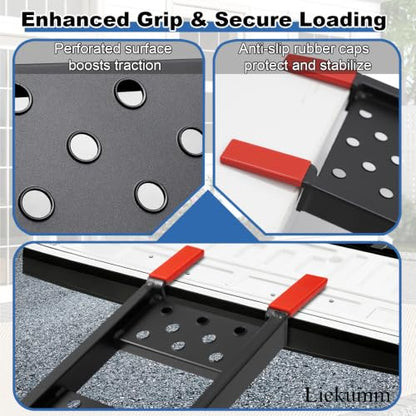 LIEKUMM 83" ATV Ramps 2-Pack, 960 lbs Capacity Folding Loading Ramps for Pickup Trucks, Heavy Duty Truck Ramps for Trailer, Lawn Mower (Black) - size: 83"L(Black/2PCS)