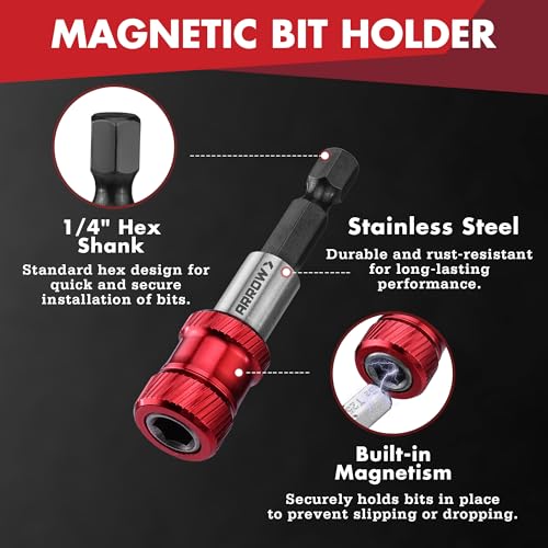 ARROW 59-Piece 1/4" Screwdriver Bit Set, S2 Steel Color-Coded Bits with Magnetic Bit Holder & Storage Case, Compatible with Power Drill, Screwdriver, and Mini Ratchet Wrench - style: 59 PCS Screwdriver Bit Set