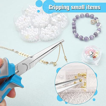 SPEEDWOX Fine Tips Needle Nose Pliers With Serrated Jaw Precision Jaw | Jewelry Making Tools, Long Nose Fishing Pliers, Serrated Jaw, With Protective Cover, For Wire Looping Beading - style: Upgrade Fine Tips Needle Nose