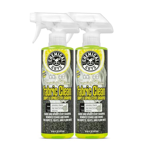 Chemical Guys, Foaming Citrus Fabric & Carpet Cleaner, RTU, 16 oz, 2 Pack | Ready-to-use foaming spray lifts stains and odors from car seats, carpet and floor mats, safe on most fabrics - size: 16 Fl Oz (Pack of 2)