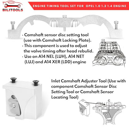 BILITOOLS 1.0 1.2 1.4 L Turbo Engine Timing Tool Kit Compatible with GM Chevrolet Chevy Cruze Opel Vauxhall Camshaft Alignment Holding Locking Tool Set