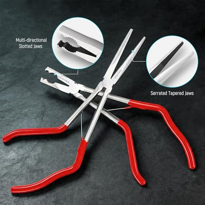 2-Piece Pistol Pliers Set, 11-Inch Long Nose And 10-Inch Long Handle Pistol Pliers, Can Be Used As Fishing Gear And To Hold Nuts And Fasteners, Easy To Work In Tight Spaces