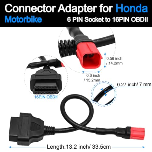 OBD2 OBDII 6 Pin 16 Pin Diagnostic Cable Compatible with Honda Motorcycles - color: per Honda 6Pin