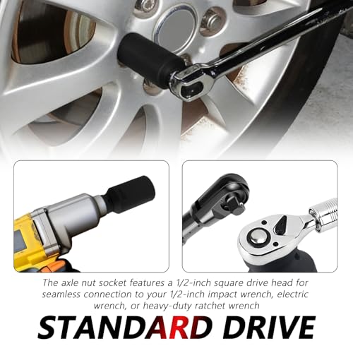 30mm Socket 1/2" Drive,Anti-Slip 12-Point Deep Impact Socket for Hub & Axle Nut Quick Removal by Impact Wrench,Universal Professional Axle Nut Sockets as Automotive Tools