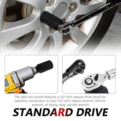 30mm Socket 1/2" Drive,Anti-Slip 12-Point Deep Impact Socket for Hub & Axle Nut Quick Removal by Impact Wrench,Universal Professional Axle Nut Sockets as Automotive Tools