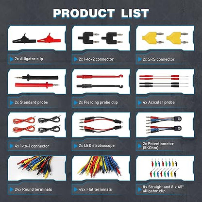 110PCS Automotive Test Lead Kit, AES Wave Multimeter Lead Kit with Back Probes, Piercing Clips & Alligator Clips, Multi-Function Diagnostic Tools for Cars, Trucks & EVs, with Carrying Case - color: Black