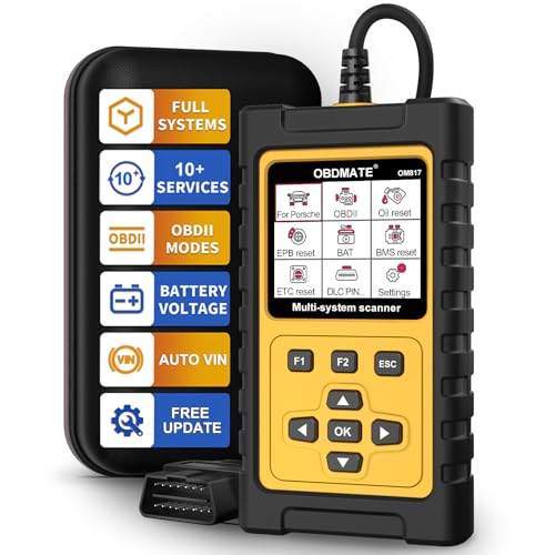OBD2 Scanner for Porsche, OM817 Full System Diagnostic Tool, 10 Popular Reset Services, Read&Clear Codes, Auto VIN, Battery Test, One-Key I/M Readiness, No Subscriptions Lifetime Update