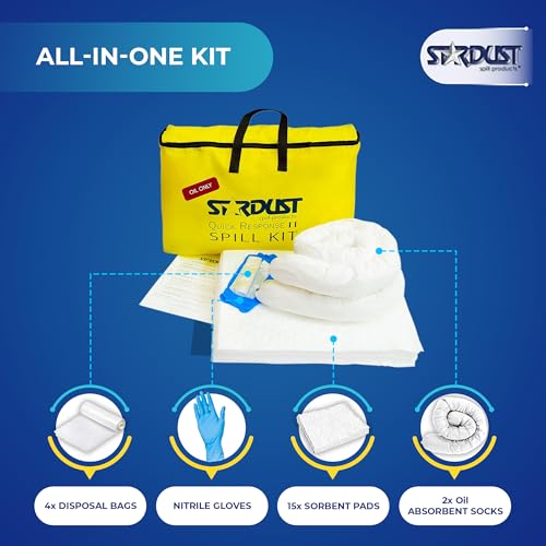 Stardust Spill Products Oil-Only Spill Kit – OSHA Compliant Solution for Vehicles, Industrial, & Restaurant Use, Emergency Response Oil Cleanup, 2-Pack - size: 2 Pack