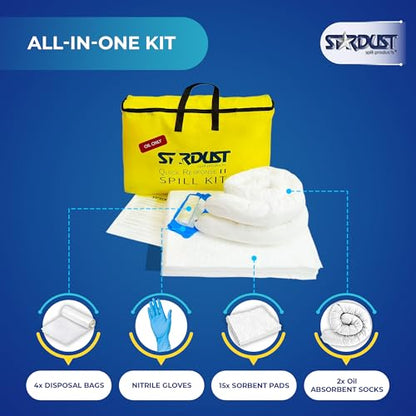 Stardust Spill Products Oil-Only Spill Kit – OSHA Compliant Solution for Vehicles, Industrial, & Restaurant Use, Emergency Response Oil Cleanup, 2-Pack - size: 2 Pack