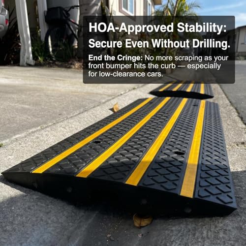 4 FT Car Vehicle Curbside Driveway Ramp 3-Pack Rubber Curb Driveway Ramps | Heavy Duty 33,000 lbs Capacity Low Profile Slope Ramps, 2.6" Rise Anti-Slip for Vehicles RVs Truck Wheelchair Motorcycles - size: 48.8-inch-Long,3-Pack