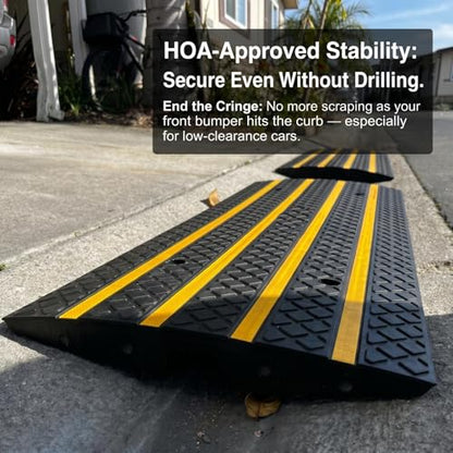 4 FT Car Vehicle Curbside Driveway Ramp 3-Pack Rubber Curb Driveway Ramps | Heavy Duty 33,000 lbs Capacity Low Profile Slope Ramps, 2.6" Rise Anti-Slip for Vehicles RVs Truck Wheelchair Motorcycles - size: 48.8-inch-Long,3-Pack