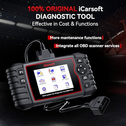 iCarsoft Bidirectional Diagnostic Tool for BMW/Rolls-Royce/Mini, BMM V3.0 All Resets/Battery Registration/ECU Coding Full System OBD2 Scanner for BMW Code Reader, Battery Test,Auto VIN-2025 Ver