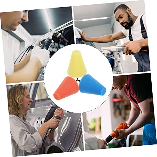 PRETYZOOM 9pcs Car Wheels Polishing Sponge Cone Kit Buffing Pads for Electric Drills Auto Detail Cleaning Tool for Wheel Orange Yellow