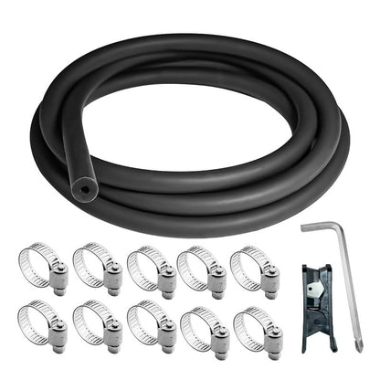 Unicaravan Silicone Vacuum Hose 10FT ID 5/32" (4mm), Wall Thickness 4mm,Matte Black Tubing, With 10PCS Clamps, Tube Cutter, screwdriver,Automotive Marine & Industrial Use - size: 5/32" (4mm) - 10FT + 10PCS Clamps + tube cutter
