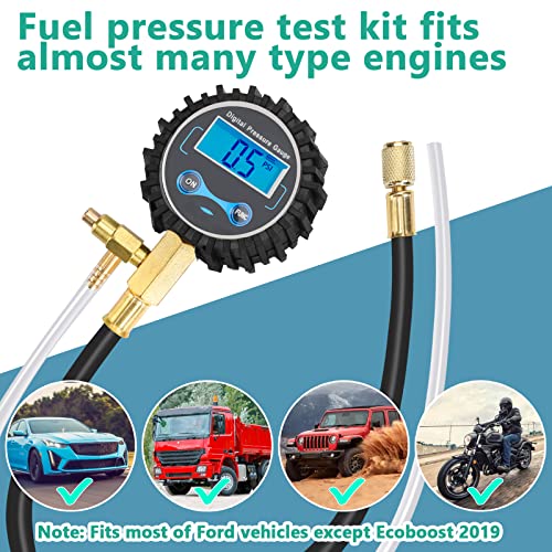 BETOOLL Fuel Pressure Gauge - Fuel Pressure Test Kit - Digital Gauge Fuel Pressure Gauge Kit - Fuel Injector Injection Pump Pressure Tester Car Tools 0-300PSI for Cars and Trucks - size: Digital