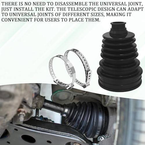 Universal CV Boot Repair Kit, Silicone Waterproof Dustproof Axle CV Joint Boot Set with 4 Stainless Steel Clamps & 6 Cable Ties, Highly Flexible Constant Velocity Joint Boots for Shaft 19mm-24mm