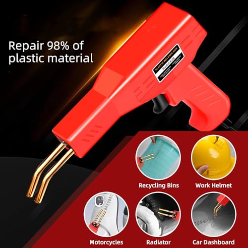 220W Plastic Welder Kit, Auto Bumper Repair Tool with 800 Staples | 1380°F Rapid Heat, Ergonomic Grip, LED Work Light, Plastic Rods, Mesh & Tape, for ABS PP PE TPO