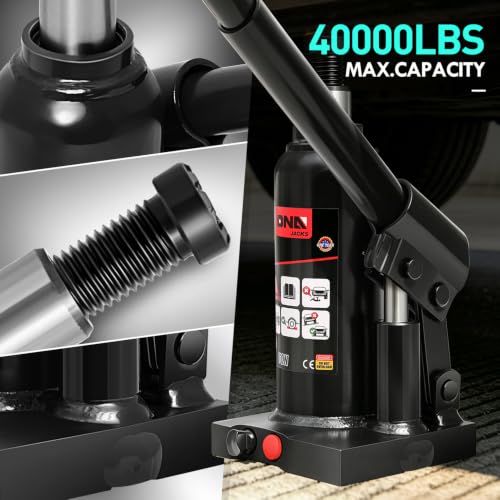 DNA Motoring 2 tons / 4000 lbs Lifting Automotive Welded Hydraulic Bottle Jack for Sedans Repair, with Manual Handle & Carrying Storage Case, Black - color: black, style: 2 ton