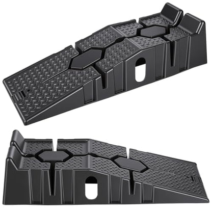 12" Lift Car Ramps, 2-Pack Heavy Duty Low Profile Cars Ramps with 8.6" Lifting Height, 13000lbs GVW Capacity, Portable Car Ramp for Low Cars High Lift and Jack Support (Black 2) - color: Black 2